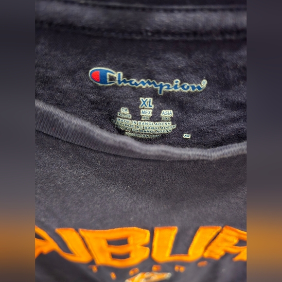 Auburn Navy Tshirt, Champion Brand, With Orange Satin Letters. - Picture 5 of 7